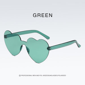 Candy Color Heart-shaped Frameless Woman Sunglasses Dazzling Color Transparent Polarized Lens Trend Personality Girl Sunglasses