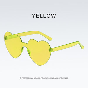 Candy Color Heart-shaped Frameless Woman Sunglasses Dazzling Color Transparent Polarized Lens Trend Personality Girl Sunglasses