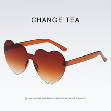 Load image into Gallery viewer, Candy Color Heart-shaped Frameless Woman Sunglasses Dazzling Color Transparent Polarized Lens Trend Personality Girl Sunglasses