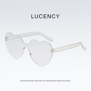 Candy Color Heart-shaped Frameless Woman Sunglasses Dazzling Color Transparent Polarized Lens Trend Personality Girl Sunglasses
