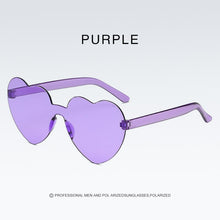 Load image into Gallery viewer, Candy Color Heart-shaped Frameless Woman Sunglasses Dazzling Color Transparent Polarized Lens Trend Personality Girl Sunglasses