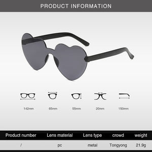 Candy Color Heart-shaped Frameless Woman Sunglasses Dazzling Color Transparent Polarized Lens Trend Personality Girl Sunglasses