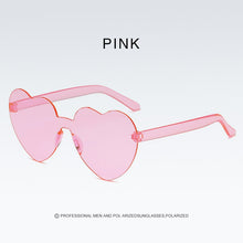 Load image into Gallery viewer, Candy Color Heart-shaped Frameless Woman Sunglasses Dazzling Color Transparent Polarized Lens Trend Personality Girl Sunglasses