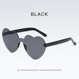 Candy Color Heart-shaped Frameless Woman Sunglasses Dazzling Color Transparent Polarized Lens Trend Personality Girl Sunglasses