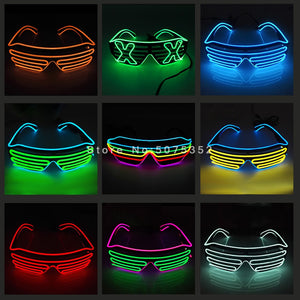 Occhiali da sole con otturatore luminoso per festival di carnevale Occhiali da sole a LED Dance DJ EL Occhiali da sole Occhiali al neon per decorazioni natalizie luminose per feste 