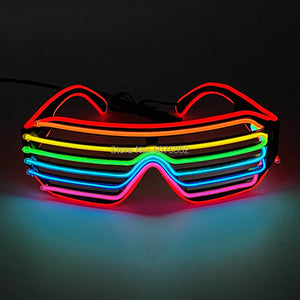 Occhiali da sole con otturatore luminoso per festival di carnevale Occhiali da sole a LED Dance DJ EL Occhiali da sole Occhiali al neon per decorazioni natalizie luminose per feste 