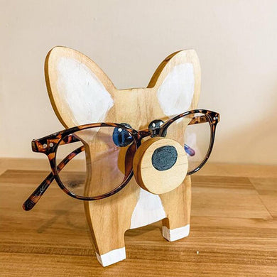 Cartoon Wooden Spectacle Holder Cute Pet Animal Eyeglass Frame Corgi Dog Sunglasses Display Stand For Desktop Ornament V9a6