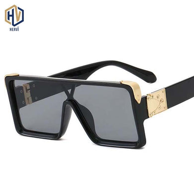 Casual Siamese UV Sunglasses Men Women Square Big Frame Sun Glasses European American Retro Gradient Eyeglasses