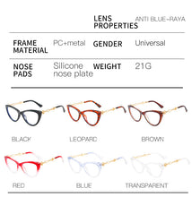 Load image into Gallery viewer, Cat Eye Amber Blue Light Blocking Glasses Summer  Designer Glasses UV400 Prescription Glasses Oculos De Grau Feminino