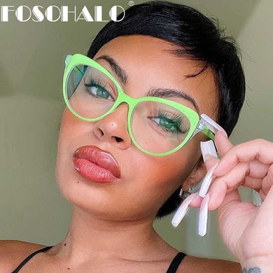 Cat Eye Anti-Blue Light Blocking Glasses TR90 Optical Frame Glass Clear Lens Prescription Myopia Computer Glass Eyeglasses