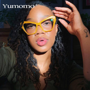 Cat Eye Anti Blue Light Optical Glasses For Women Men Yellow Green Frame Clear Lens Eyeglasses Unisex Eyewear Oculos
