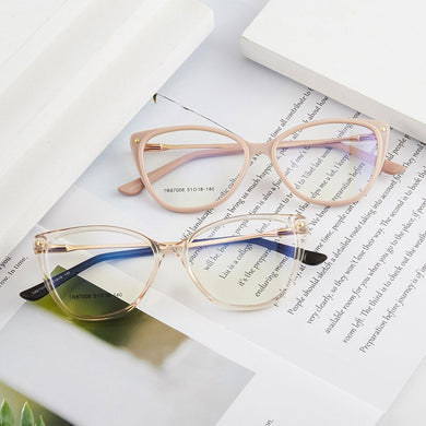 Cat Eye Anti-Blue Ray Optical Eyewear Plastic Glasses Frame Full Rim Women Style with Spring Hinges Selling
