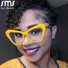 Carica l&#39;immagine nel visualizzatore di Gallery, Cat Eye Blue Light Blocking Glasses Women Men Clear Glasses Optical Eyeglasses Frame Transparent Lens Spectacle Frame Unisex