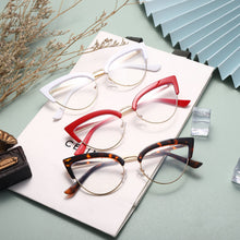 Load image into Gallery viewer, Cat Eye Computer Glasses Women Anti Blue Eyebrow Design Eyewear Blue Light Blocking Glasses Optical Spectacle Eyeglass Bicolor