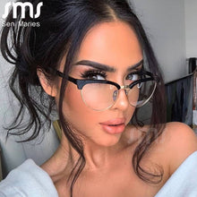 Load image into Gallery viewer, Cat Eye Computer Glasses Women Anti Blue Eyebrow Design Eyewear Blue Light Blocking Glasses Optical Spectacle Eyeglass Bicolor