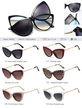 Load image into Gallery viewer, Cat Eye Eyeglasses Frame And Magnetic Sunglasses Polarized Clip On Women Magnet Female Clip On Anti Blue Light Computer Glasses