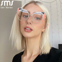 Carica l&#39;immagine nel visualizzatore di Gallery, Cat Eye Glasses Frames Men Women Optical Glass Vintage Clear Glasses  Transparent Lens Spectacle Frames Prescription Unisex