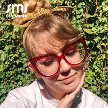 Carica l&#39;immagine nel visualizzatore di Gallery, Montature per occhiali Cat Eye Donna Designer di marca Montatura per occhiali grande Cornice per uomo Occhiali da sole trasparenti Occhiali con lenti trasparenti femminili