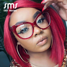 Load image into Gallery viewer, Cat Eye Glasses Frames Women Brand Designer Big Frame Glsses Frame For Men Transparent Sunglasses Female Clear Lens Spectacle