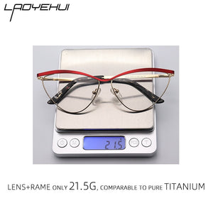 Cat Eye Metal Optical Prescription Glasses Frames For Women Fashion Ladies Fake Glasses Without Diopter Myopia Female Eyeglasses