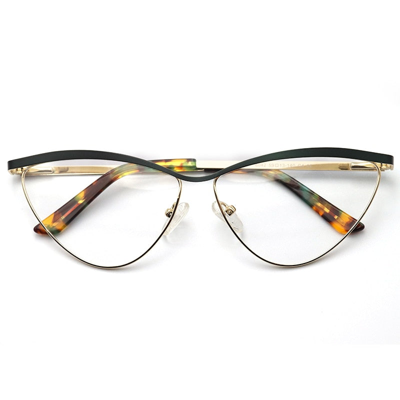 Cat Eye Metal Optical Prescription Glasses Frames For Women Fashion Ladies Fake Glasses Without Diopter Myopia Female Eyeglasses