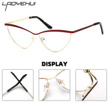 Load image into Gallery viewer, Cat Eye Metal Optical Prescription Glasses Frames For Women Fashion Ladies Fake Glasses Without Diopter Myopia Female Eyeglasses
