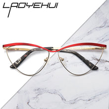 Load image into Gallery viewer, Cat Eye Metal Optical Prescription Glasses Frames For Women Ladies Fake Glasses Without Diopter Myopia Female Eyeglasses