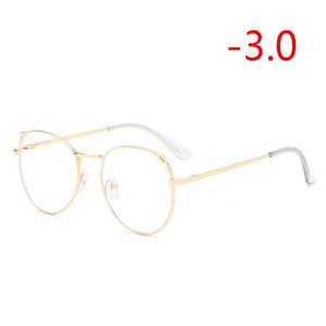 Cat Eye Myopia Glasses With Degree Women Metal Frame PC Lens Nearsighted Glasses Female 0 -0.5 -1.0 -1.5 -2.0 -2.5 -3.0 To -6.0