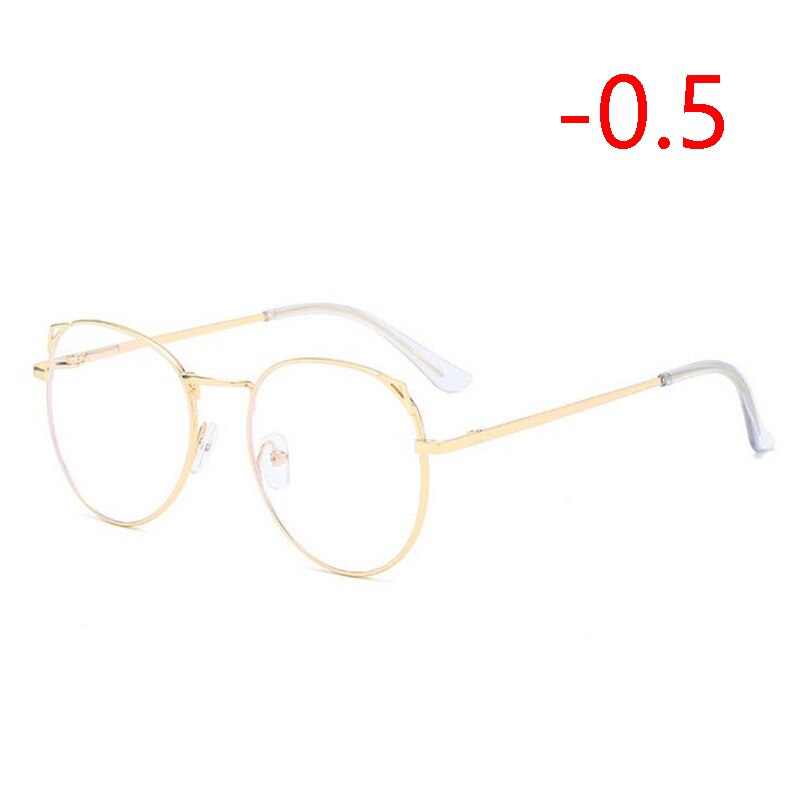 Cat Eye Myopia Glasses With Degree Women Metal Frame PC Lens Nearsighted Glasses Female 0 -0.5 -1.0 -1.5 -2.0 -2.5 -3.0 To -6.0