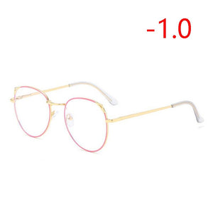 Cat Eye Myopia Glasses With Degree Women Metal Frame PC Lens Nearsighted Glasses Female 0 -0.5 -1.0 -1.5 -2.0 -2.5 -3.0 To -6.0