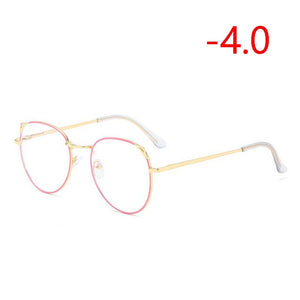 Cat Eye Myopia Glasses With Degree Women Metal Frame PC Lens Nearsighted Glasses Female 0 -0.5 -1.0 -1.5 -2.0 -2.5 -3.0 To -6.0