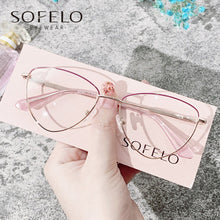 Carica l&#39;immagine nel visualizzatore di Gallery, Cat Eye Optical Glasses Frame Women Myopia Prescription Eyeglasses Frame Ladies Alloy Eyewear Female Clear  brand 2022