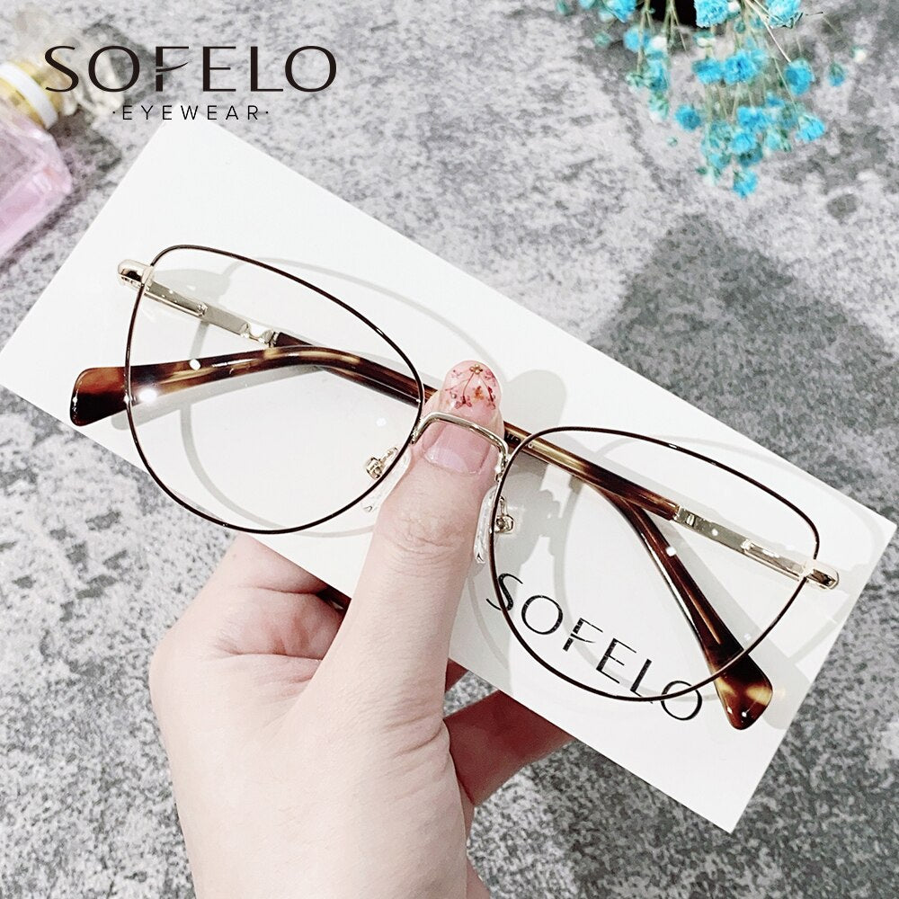 Cat Eye Optical Glasses Frame Women Myopia Prescription Eyeglasses Frame Ladies Alloy Eyewear Female Clear  brand 2022