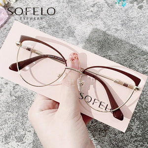 Cat Eye Optical Glasses Frame Women Myopia Prescription Eyeglasses Frame Ladies Alloy Eyewear Female Clear  brand 2022