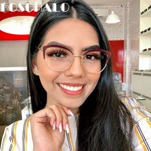 Load image into Gallery viewer, Cat Eye Optical Glasses Metal Flat Women 2023  Brand Designer Clear Lens Unique Legs Retro Glasses Frame Myopia Oculos