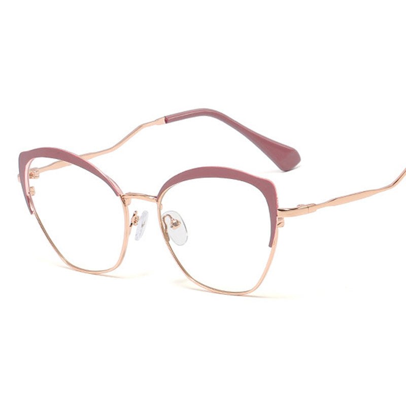Cat Eye Optical Glasses Metal Flat Women 2023  Brand Designer Clear Lens Unique Legs Retro Glasses Frame Myopia Oculos