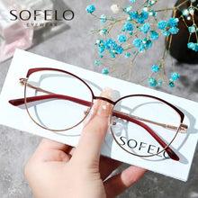 Load image into Gallery viewer, Cat Eye Optical Myopia Glasses Frame Women Prescription Eye Glasses Frame Female Red Stainless Steel Spectacles Brand