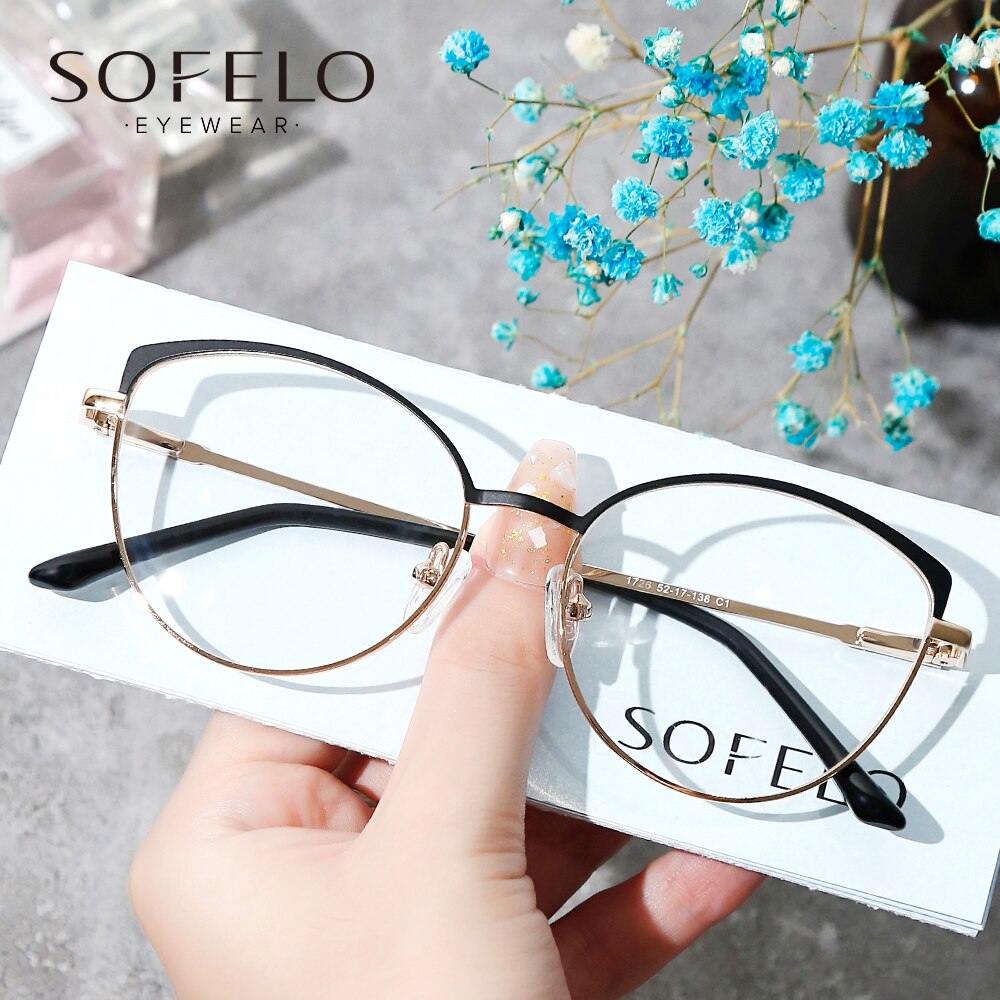 Cat Eye Optical Myopia Glasses Frame Women Prescription Eye Glasses Frame Female Red Stainless Steel Spectacles Brand