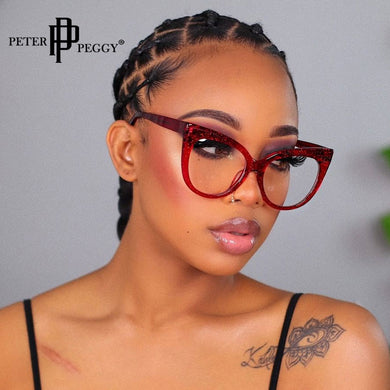Cat Eye Oversized Glasses Frame Rivet Structure women Spectacles Frames Red Black Color Brand Designer Eyeglasses Unisex