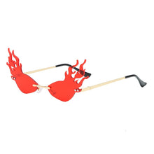 Load image into Gallery viewer, Cat Eye Rimless Triangle Red Flame Sunglasses For Women Purple Pink Fire Sun Glasses Trending  Metal Female