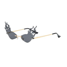 Load image into Gallery viewer, Cat Eye Rimless Triangle Red Flame Sunglasses For Women Purple Pink Fire Sun Glasses Trending  Metal Female