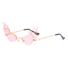 Load image into Gallery viewer, Cat Eye Rimless Triangle Red Flame Sunglasses For Women Purple Pink Fire Sun Glasses Trending  Metal Female