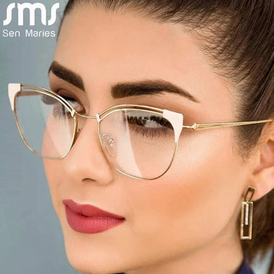 Cat Eye Simple Metal Glasses Frames Men Women Optical Computer Glasses Prescription Eyeglasses Vintage