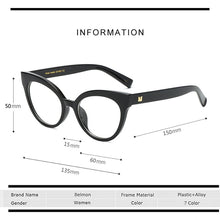 Carica l&#39;immagine nel visualizzatore di Gallery, Cat Eye Spectacle Frame Women Eyeglasses Computer Prescription Optical For Female Vintage Eyewear Clear Lens Glasses Frame RS464