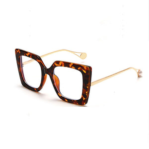 Cat Eye Square Glasses Frames Women Leopard Vintage Classic Prescription Myopia Glasses Frames Men Eyeglasses