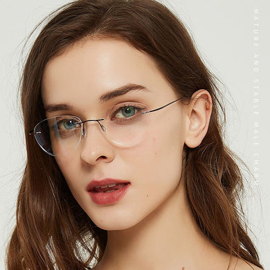 Cat Eye Style Ultra-light Memory Titanium Alloy Wired Rimless Myopia Eyeglasses Optical Glasses Frame Men Women Eyewear