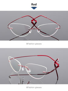 Cat Eye Style Ultra-light Memory Titanium Alloy Wired Rimless Myopia Eyeglasses Optical Glasses Frame Men Women Eyewear