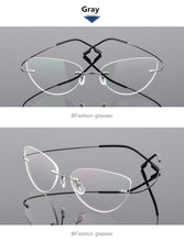 Load image into Gallery viewer, Cat Eye Style Ultra-light Memory Titanium Alloy Wired Rimless Myopia Eyeglasses Optical Glasses Frame Men Women Eyewear