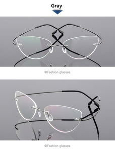 Cat Eye Style Ultra-light Memory Titanium Alloy Wired Rimless Myopia Eyeglasses Optical Glasses Frame Men Women Eyewear