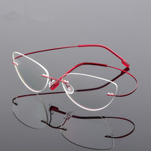 Load image into Gallery viewer, Cat Eye Style Ultra-light Memory Titanium Alloy Wired Rimless Myopia Eyeglasses Optical Glasses Frame Men Women Eyewear